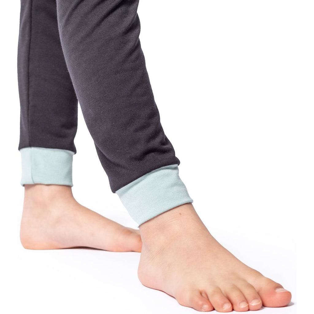 Black + Mint Trim Kids Bamboo PJs