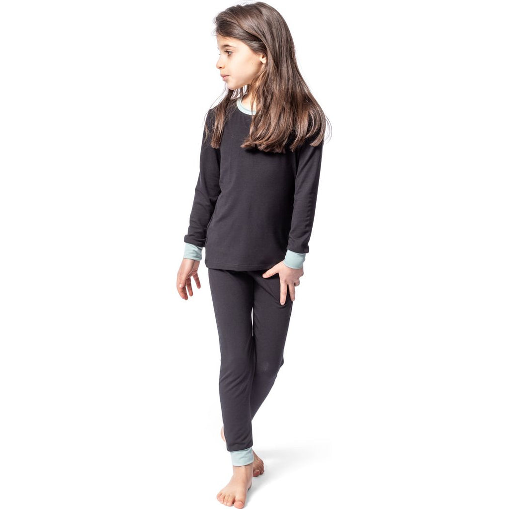 Black + Mint Trim Kids Bamboo PJs