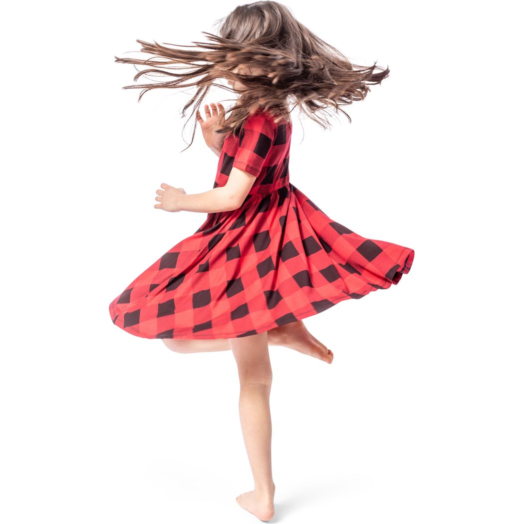 Canadian Plaid Kids Twirl Dress