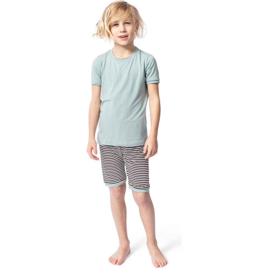 Mint Stripe Bamboo Shorties PJ Set