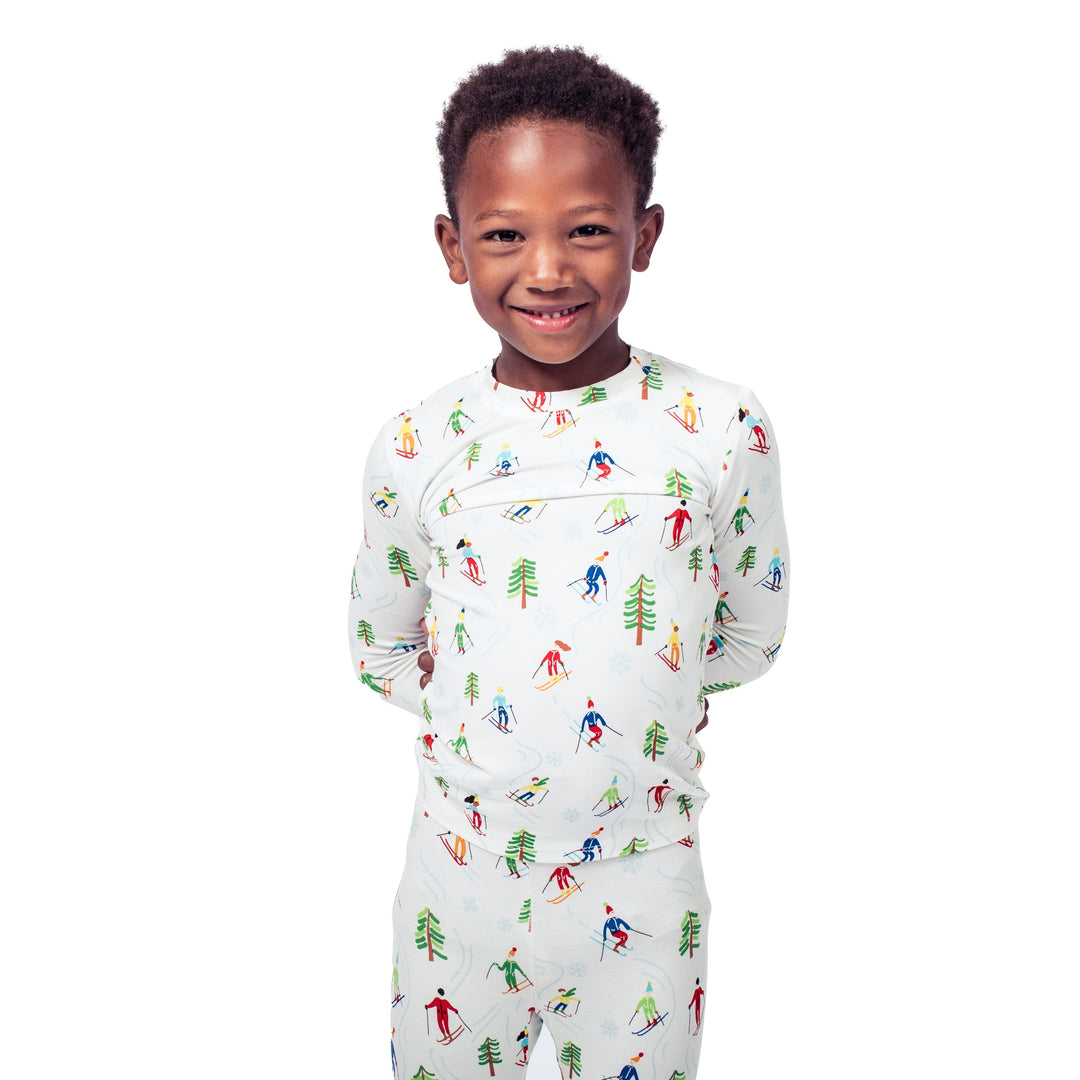 Pyjama en bambou pour enfants skieurs