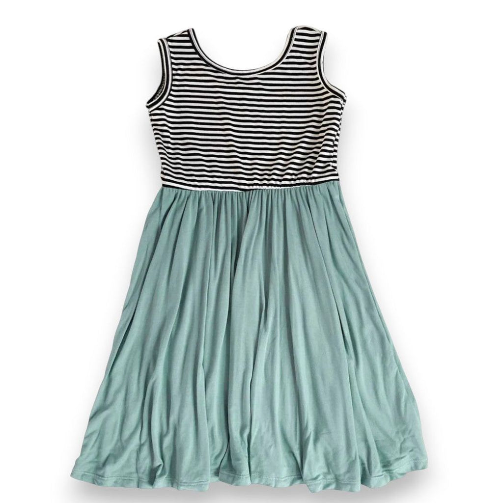 Mint Stripe Kids Tank Twirl Dress