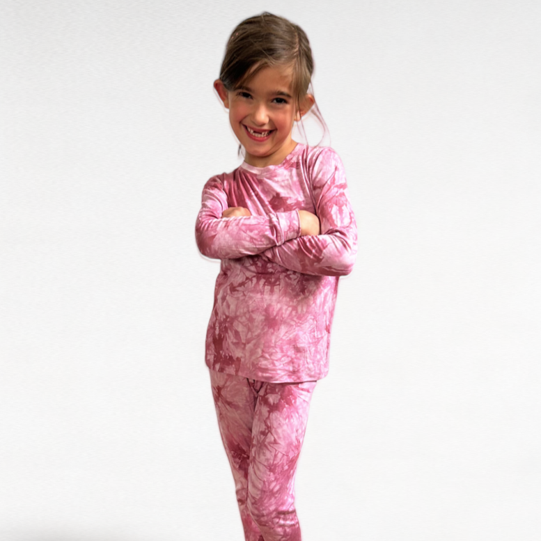 Pyjama en bambou pour enfants, motif tie-dye et baies