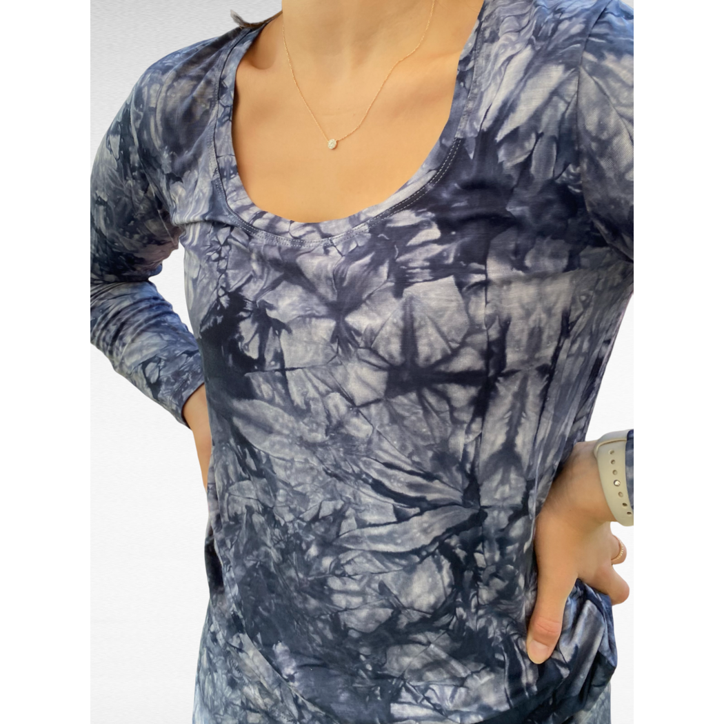 Navy Tie Dye Women's Long Sleeve Legging Set