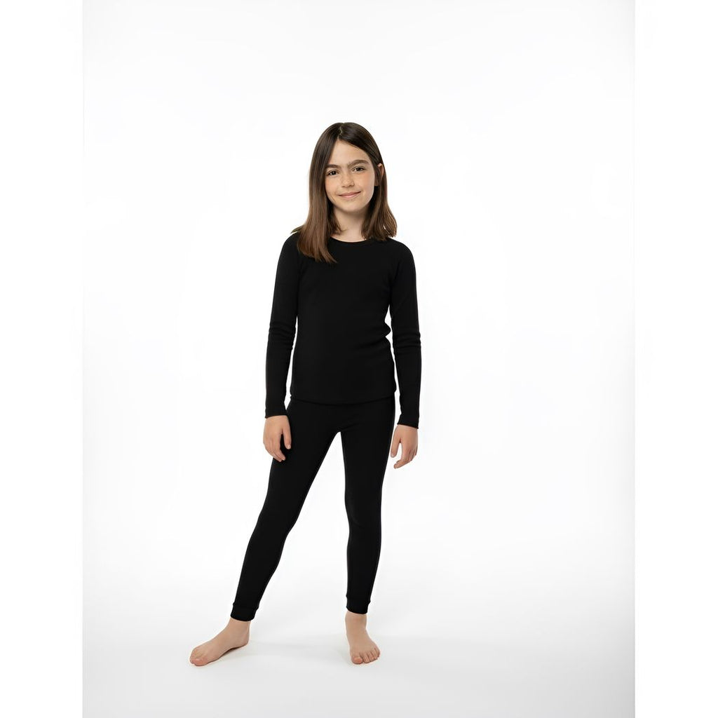 Black Kids Merino Wool & Tencel Base Layer Set