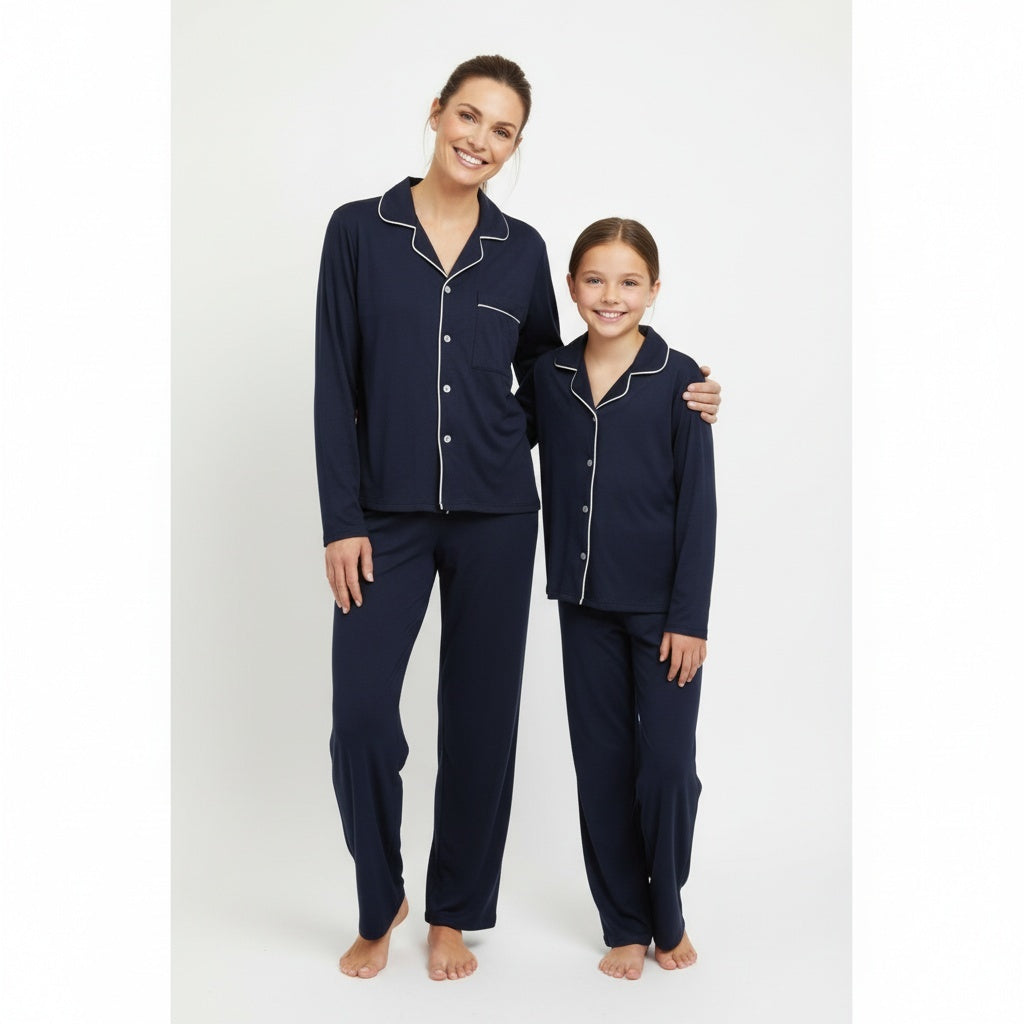 Navy Women and Teen Button-Down PJ Set