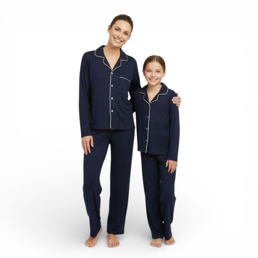 Navy Women and Teen Button-Down Lounge Set