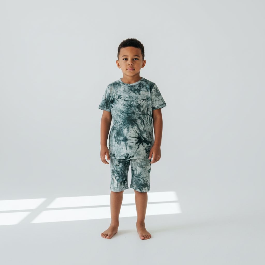 Green Tie Dye Bamboo Shorties PJ Set