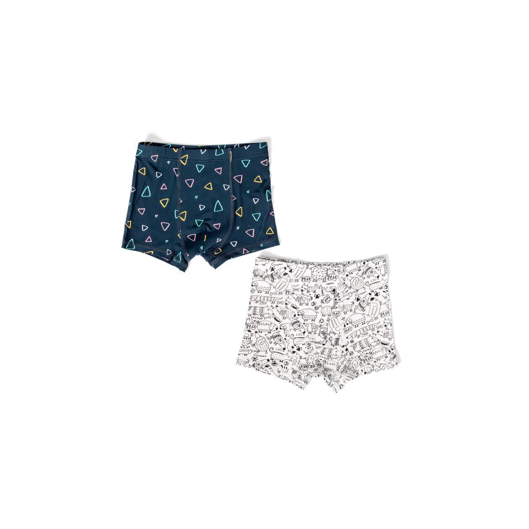Dog Show Boys Underwear 2-pack in neutral tones laid flat on a white background