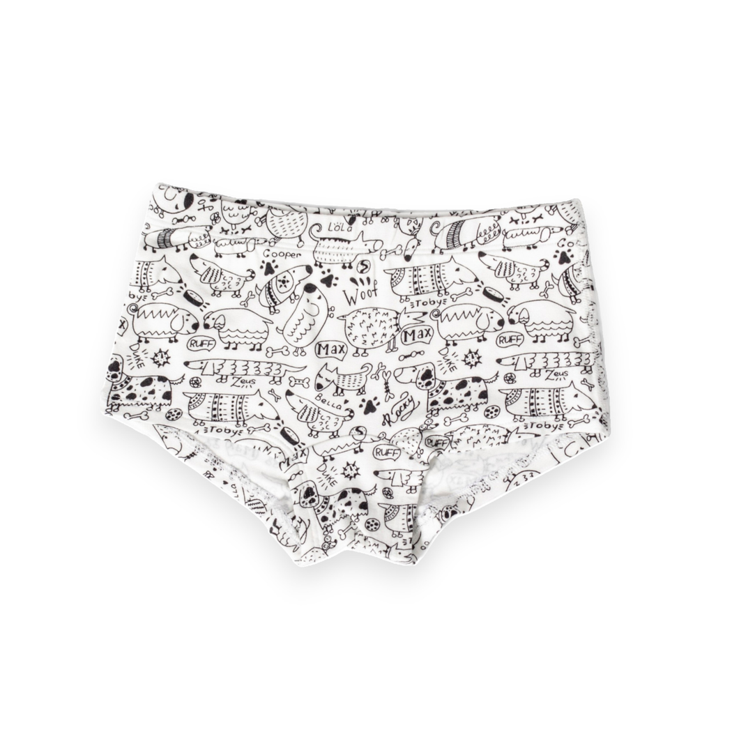 Dog Show Girls Underwear 2-pack in neutral tones laid flat on a white background
