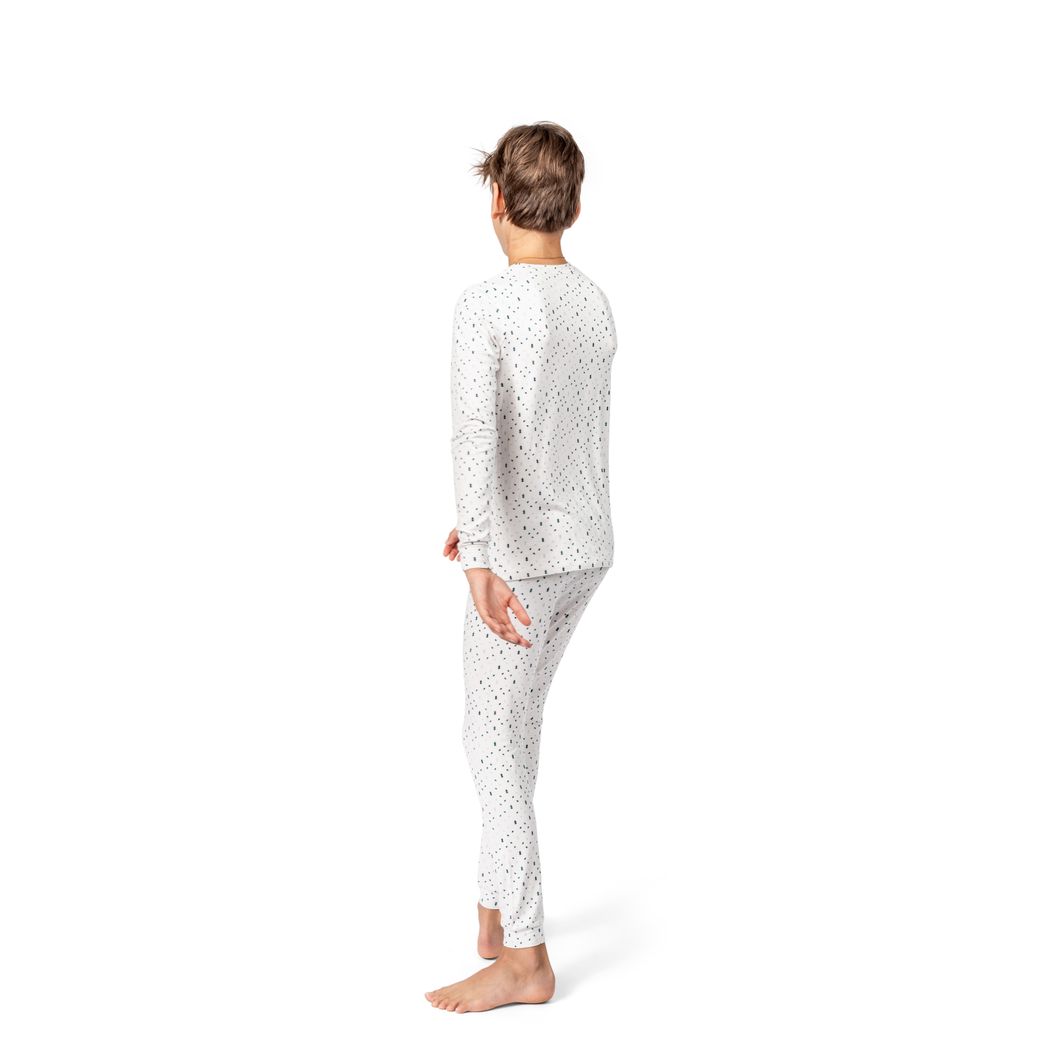 Boy wearing Evermint Kids Bamboo PJs, back view