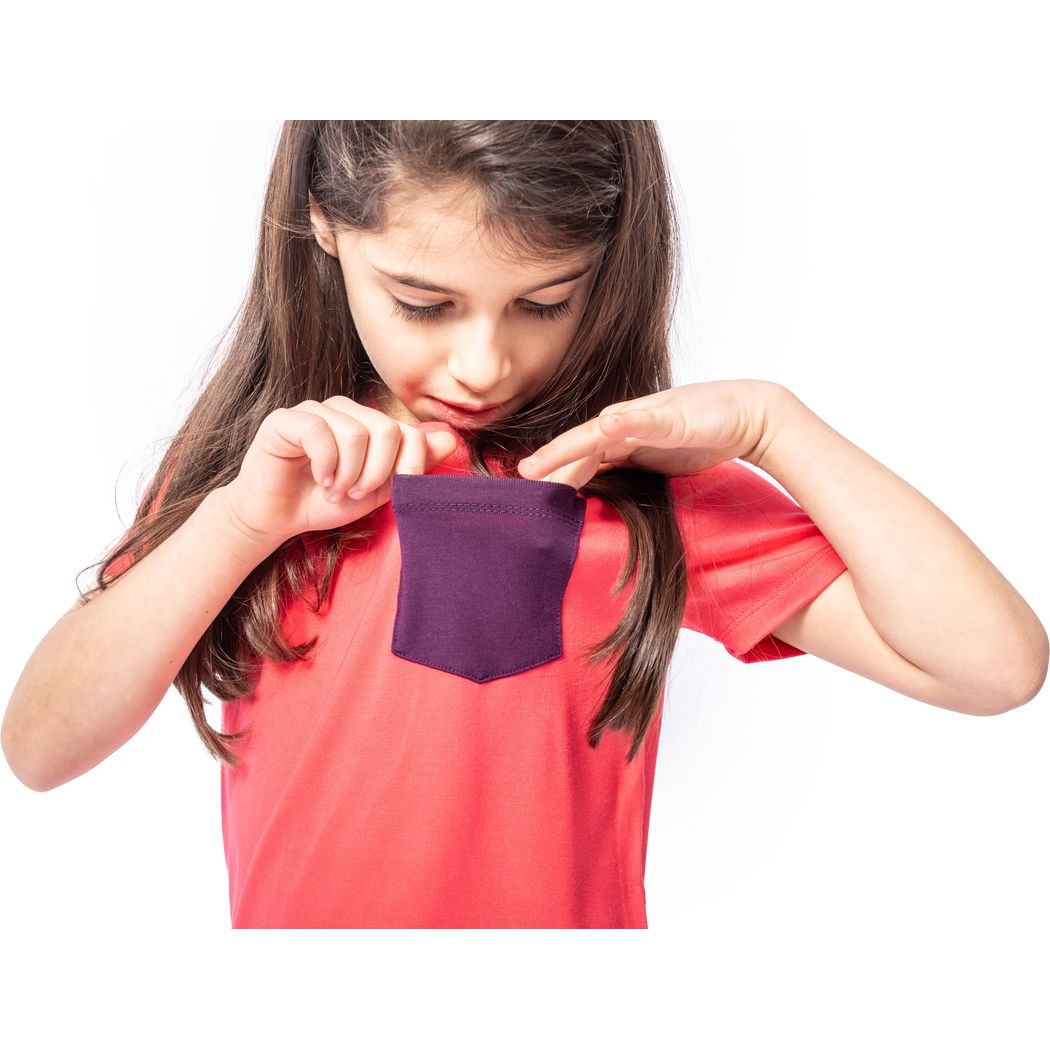 Close-up detail of girl wearing Hot Pink Kids T-Shirt