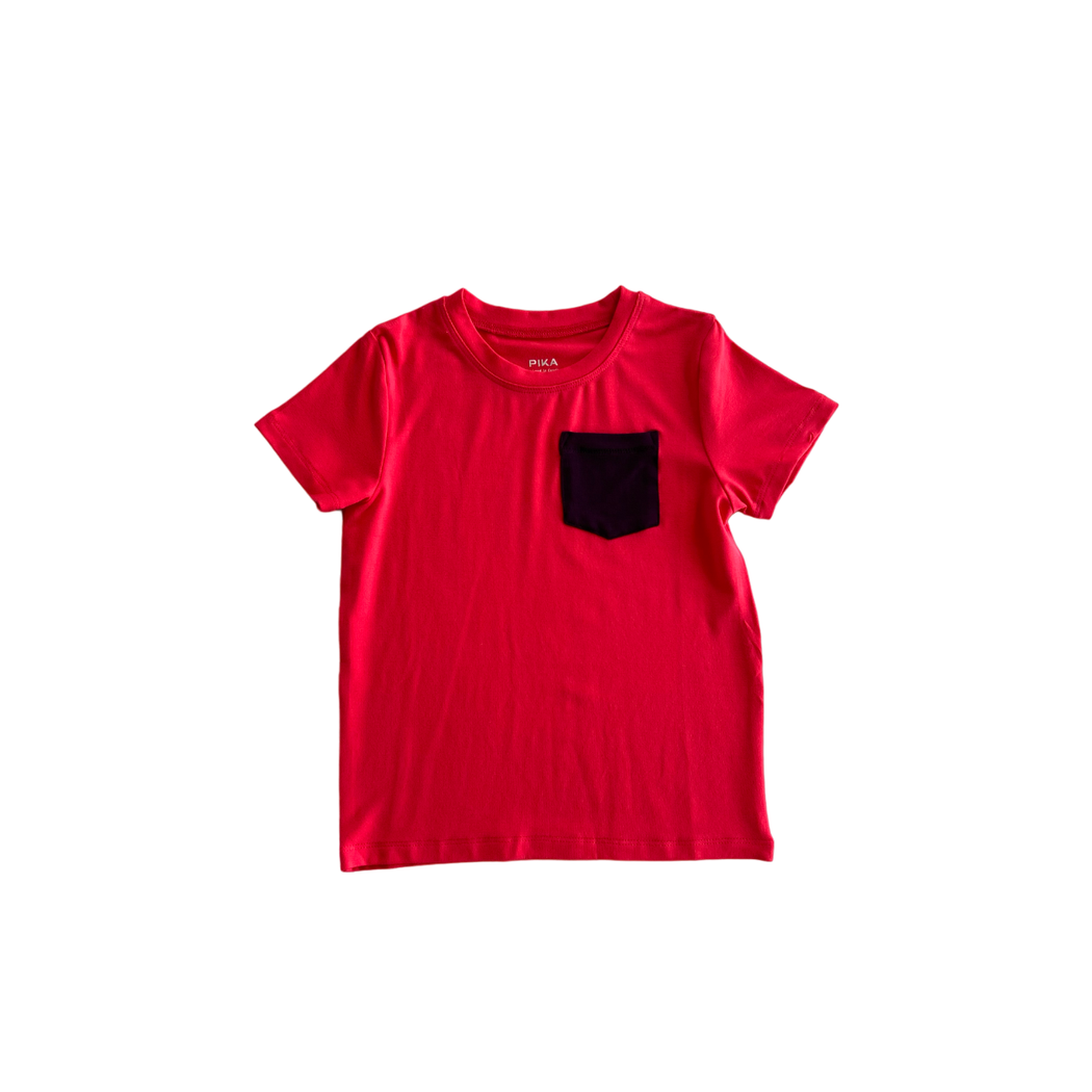 Hot Pink Kids T-Shirt laid flat on a white background