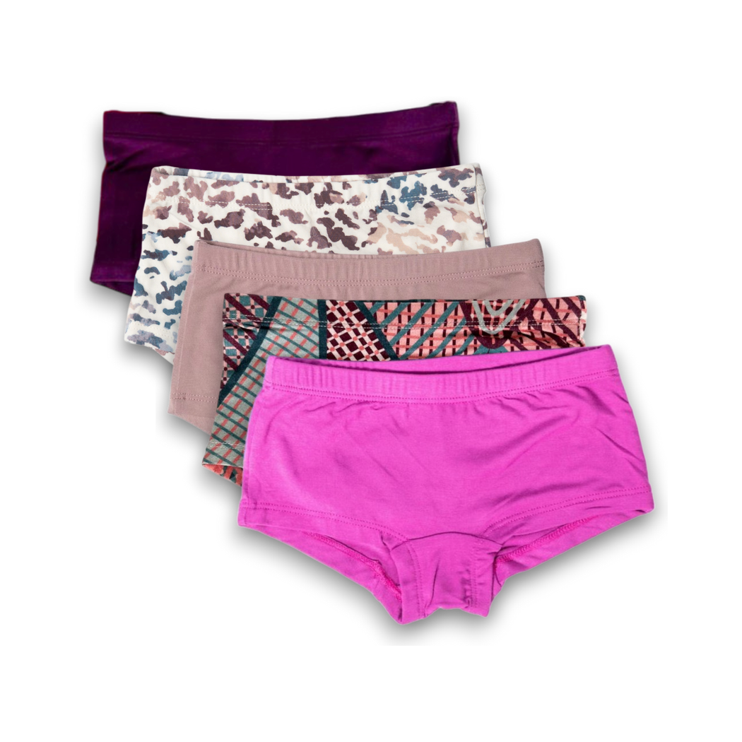Mystery Set Girls Underwear 3-pack in multicolor laid flat on a white background