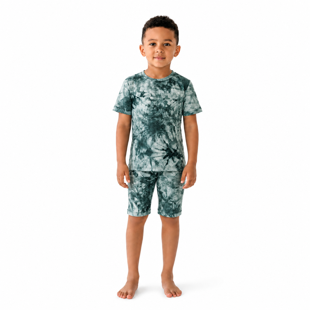 Green Tie Dye Bamboo Shorties PJ Set