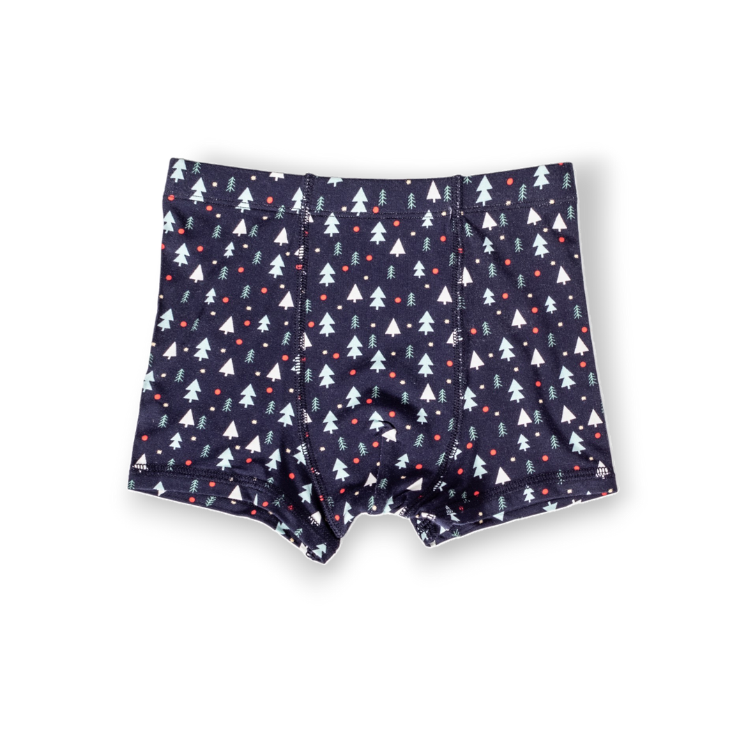 Pines Boys Underwear 2-pack in navy laid flat on a white background