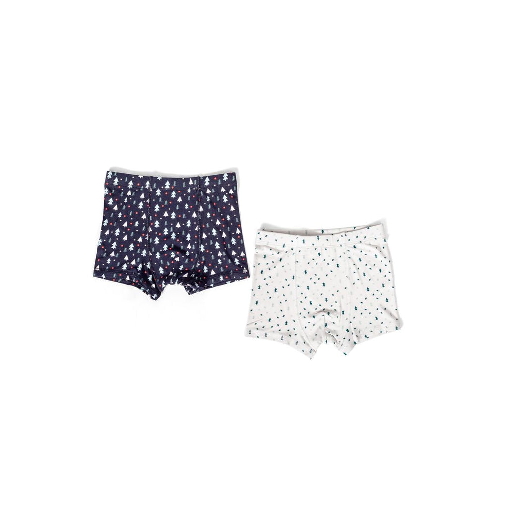 Pines Boys Underwear 2-pack in navy laid flat on a white background