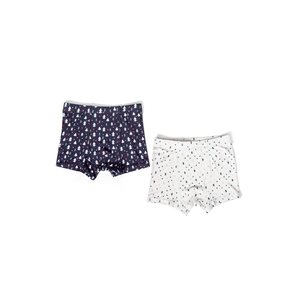 Pines Boys Underwear 2-pack in navy laid flat on a white background