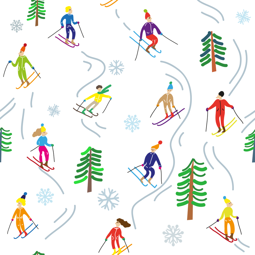 Close-up of the Skiers print