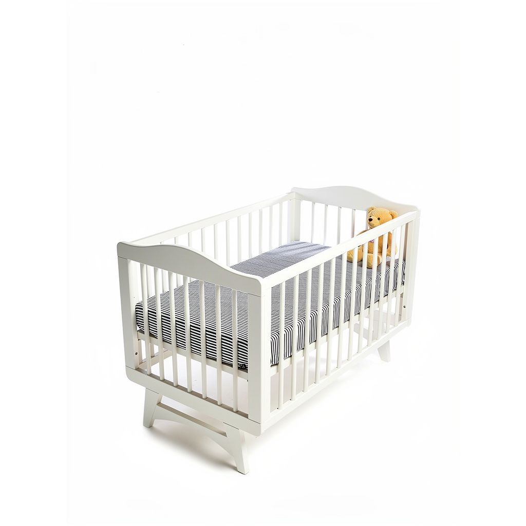 Stripe Baby Bamboo Crib Sheet in black, styled product image