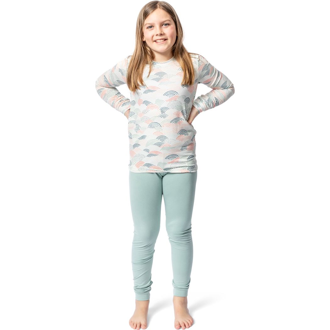 Girl wearing Summer Breeze Mint Kids Bamboo PJs, front view