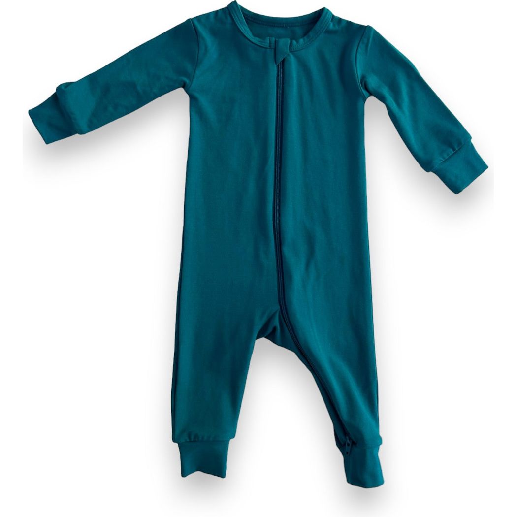 Tahiti Bamboo Zip Sleeper in blue laid flat on a white background