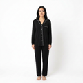 Black Women's Button-Down Lounge Set