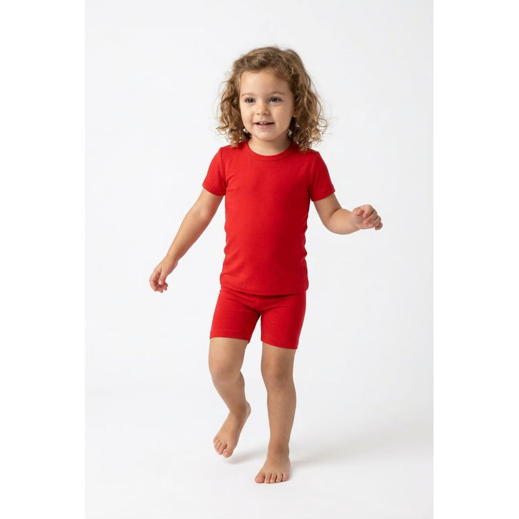 Red Kids Bamboo Shorties PJ Set