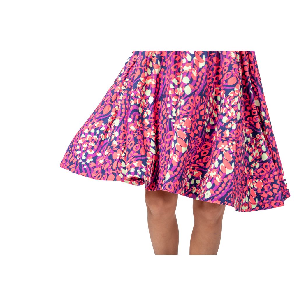 Close-up detail of girl wearing Wild Garden Twirl Dress in pink